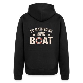 Je préférerais être sur mon bateau Sailor Skipper & Captain - Veste à capuche bio Premium Unisexe - noir - Dos - Nico (187cm)