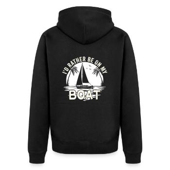 Je préférerais être sur mon bateau Sailor Skipper & Captain - Veste à capuche bio Premium Unisexe - noir - Dos - Nico (187cm)