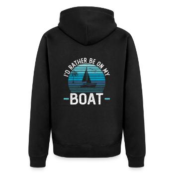 Je préférerais être sur mon bateau Sailor Skipper & Captain - Veste à capuche bio Premium Unisexe - noir - Dos - Nico (187cm)