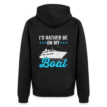 Je préférerais être sur mon bateau Sailor Skipper & Captain - Veste à capuche bio Premium Unisexe - noir - Dos - Nico (187cm)