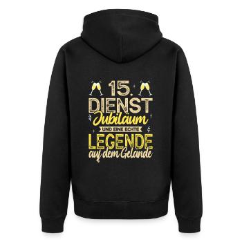15 Jähriges Dienstjubiläum Firmenjubiläum Geschenk - Unisex Premium Bio Zip Hoodie - Schwarz - Hinten - Nico (187cm)