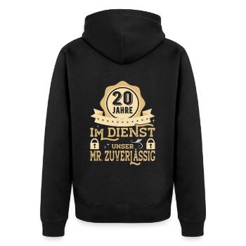 20 Jähriges Dienstjubiläum Firmenjubiläum Geschenk - Unisex Premium Bio Zip Hoodie - Schwarz - Hinten - Nico (187cm)