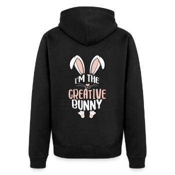 I'm The Creative Bunny - Unisex Premium Bio Zip Hoodie - Schwarz - Hinten - Nico (187cm)