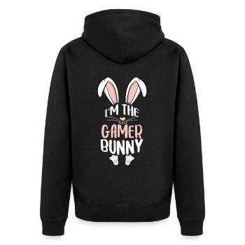Je suis le lapin gamer - Veste à capuche bio Premium Unisexe - noir - Dos - Nico (187cm)