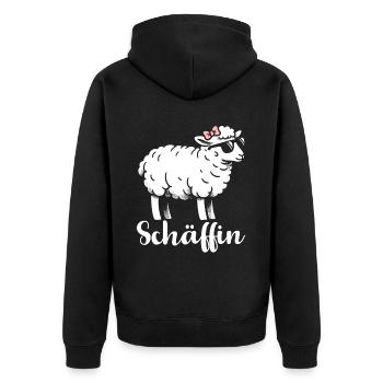 Chef Chefin Schaf Geschenk Schäfin Spruch - Unisex Premium Bio Zip Hoodie - Schwarz - Hinten - Nico (187cm)