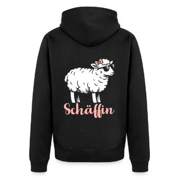Chef Chefin Schaf Geschenk Schäfin Spruch - Unisex Premium Bio Zip Hoodie - Schwarz - Hinten - Nico (187cm)