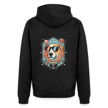 Retro Space Labrador Shirt Colorful Artwork - Unisex Premium Organic Zip Hoodie - black - Back - Nico (187cm)