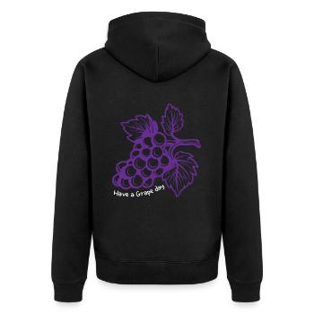 Have A Grape Day Weintrauben Wein - Unisex Premium Bio Zip Hoodie - Schwarz - Hinten - Nico (187cm)