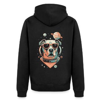 Retro Space Labrador Shirt Colorful Artwork - Unisex Premium Organic Zip Hoodie - black - Back - Nico (187cm)