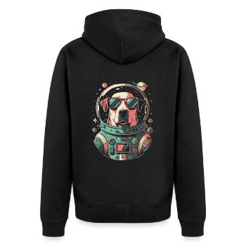 Retro Space Labrador Shirt Colorful Artwork - Unisex Premium Organic Zip Hoodie - black - Back - Nico (187cm)