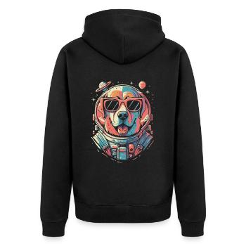 Retro Space Labrador Shirt Colorful Artwork - Unisex Premium Organic Zip Hoodie - black - Back - Nico (187cm)