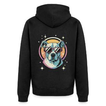 Retro Space Labrador Shirt Colorful Artwork - Unisex Premium Organic Zip Hoodie - black - Back - Nico (187cm)