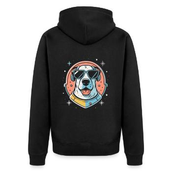 Retro Space Labrador Shirt Colorful Artwork - Unisex Premium Organic Zip Hoodie - black - Back - Nico (187cm)
