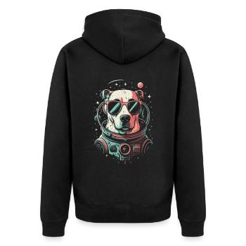 Retro Space Labrador Shirt Colorful Artwork - Unisex Premium Organic Zip Hoodie - black - Back - Nico (187cm)