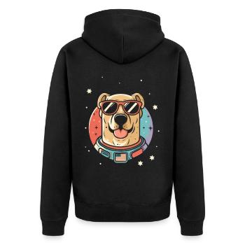 Retro Space Labrador Shirt Colorful Artwork - Unisex Premium Organic Zip Hoodie - black - Back - Nico (187cm)
