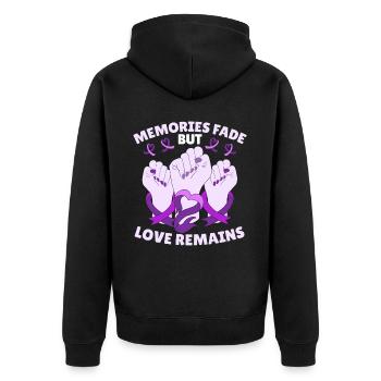 Motivational Alzheimer's Awareness Quote Dementia - Unisex Premium Bio Zip Hoodie - Schwarz - Hinten - Nico (187cm)