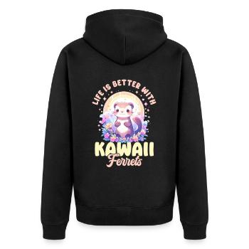 Life Is Better With Kawaii Ferrets Anime Ferret Pa - Unisex Premium Bio Zip Hoodie - Schwarz - Hinten - Nico (187cm)