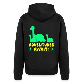 Dino Cute Adventures Await Branchiosaurus Dinosaur - Unisex Premium Bio Zip Hoodie - Schwarz - Hinten - Nico (187cm)