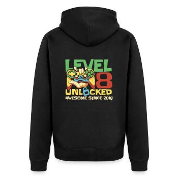 Gaming 8. Geburtstag 8 Jahre Gamer - Unisex Premium Bio Zip Hoodie - Schwarz - Hinten - Nico (187cm)