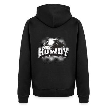 Howdy Western Country Southern Cowboy Texas - Unisex Premium Bio Zip Hoodie - Schwarz - Hinten - Nico (187cm)