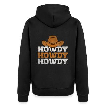 Howdy Western Country Southern Cowboy Texas - Unisex Premium Bio Zip Hoodie - Schwarz - Hinten - Nico (187cm)