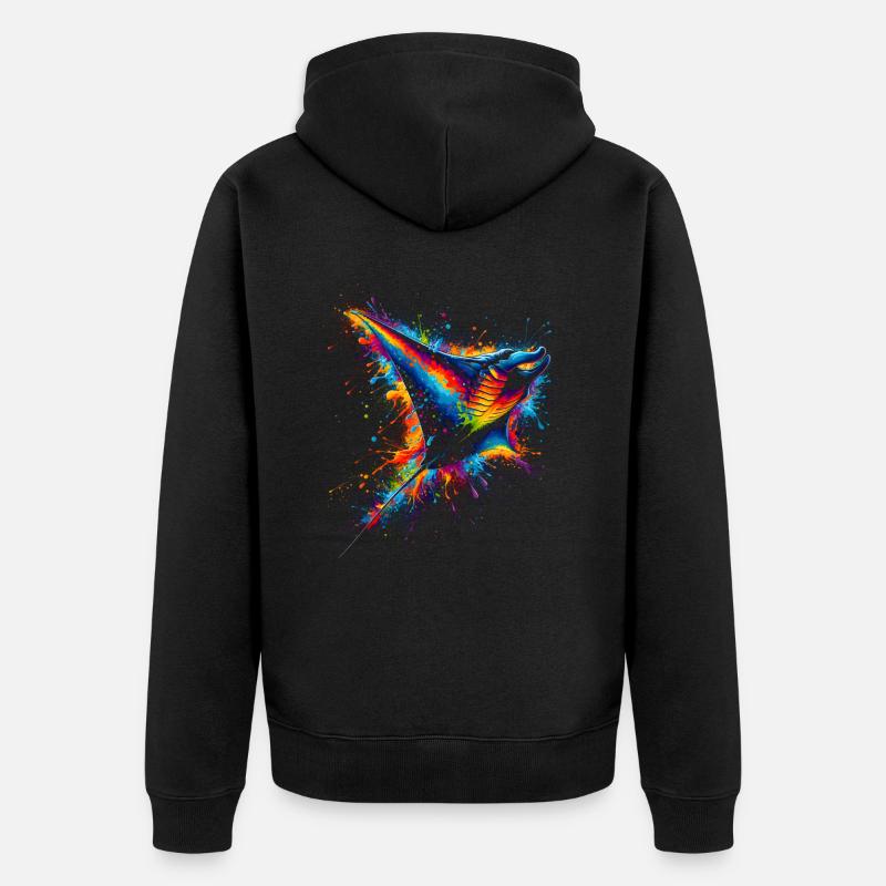 Mantarochen - Riesenmanta - Teufelsrochen - Unisex Premium Bio Zip Hoodie - Schwarz
