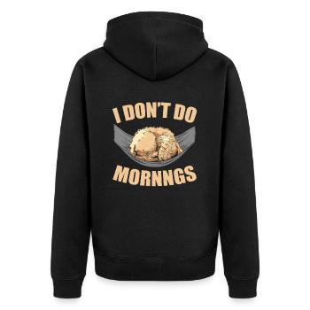 Golden Doodle Witzig I Dont Do Mornings - Unisex Premium Bio Zip Hoodie - Schwarz - Hinten - Nico (187cm)