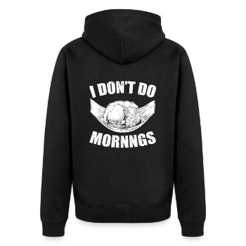 Golden Doodle Lustig I Dont Do Mornings - Unisex Premium Bio Zip Hoodie - Schwarz - Hinten - Nico (187cm)