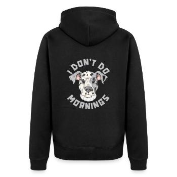 Dalmatiner Witzig I Dont Do Mornings - Unisex Premium Bio Zip Hoodie - Schwarz - Hinten - Nico (187cm)
