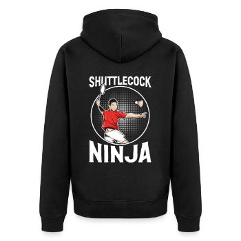 Drôle de joueur de badminton - Veste à capuche bio Premium Unisexe - noir - Dos - Nico (187cm)