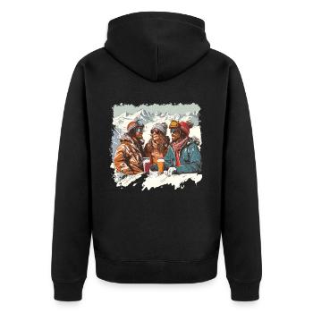 Wintersport Berge Schnee Bier Ski - Unisex Premium Bio Zip Hoodie - Schwarz - Hinten - Nico (187cm)