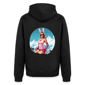 Après Party Mountains Snow Ski Bunny - Unisex Premium Organic Zip Hoodie - black - Back - Nico (187cm)