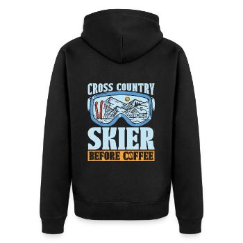 Cross Country Skier Before Ski Racing Coffee Lover - Unisex Premium Organic Zip Hoodie - black - Back - Nico (187cm)