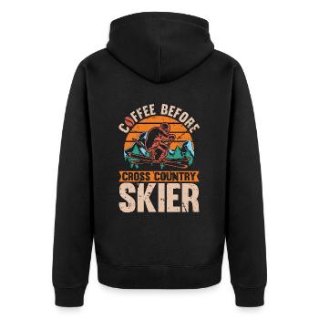 Cross Country Skier Coffee Loves Ski Coffee Lover - Unisex Premium Bio Zip Hoodie - Schwarz - Hinten - Nico (187cm)