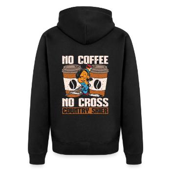 Cross Country Skier No Coffee Skiing Coffee Lover - Unisex Premium Bio Zip Hoodie - Schwarz - Hinten - Nico (187cm)