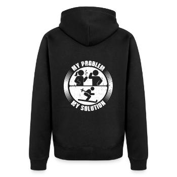 Cross Country Skier My Problem My Pictogram Dad - Unisex Premium Bio Zip Hoodie - Schwarz - Hinten - Nico (187cm)