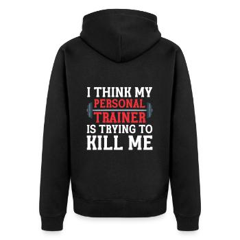 Personal Trainer Coach Gym Workout Fitness Trainer - Unisex Premium Organic Zip Hoodie - black - Back - Nico (187cm)