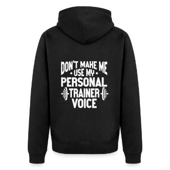 Personal Trainer Coach Gym Workout Fitness Trainer - Unisex Premium Organic Zip Hoodie - black - Back - Nico (187cm)