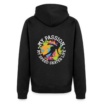 Patineur de vitesse Ma passion Mon patineur de vitesse Patinage - Veste à capuche bio Premium Unisexe - noir - Dos - Nico (187cm)