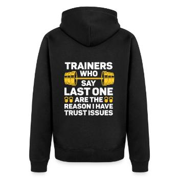 Personal Trainer Coach Gym Workout Fitness Trainer - Unisex Premium Organic Zip Hoodie - black - Back - Nico (187cm)