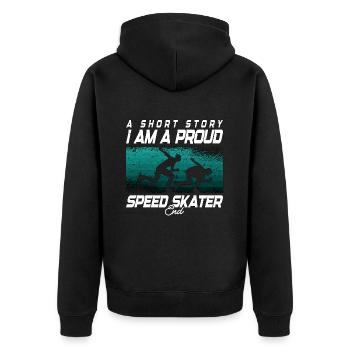 Speed Skater A Short Story I Am A Proud Ice Skate - Unisex Premium Bio Zip Hoodie - Schwarz - Hinten - Nico (187cm)