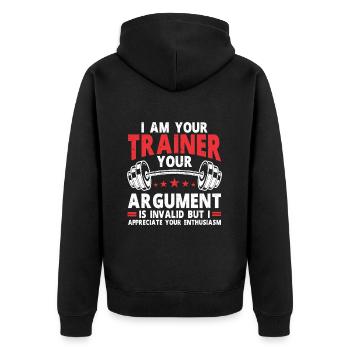 Personal Trainer Coach Gym Workout Fitness Trainer - Unisex Premium Organic Zip Hoodie - black - Back - Nico (187cm)