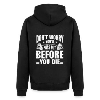 Personal Trainer Coach Gym Workout Fitness Trainer - Unisex Premium Organic Zip Hoodie - black - Back - Nico (187cm)