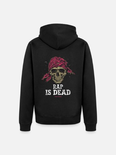 Skull Pirate, Rap Is Dead - Unisex Premium Organic Zip Hoodie - black
