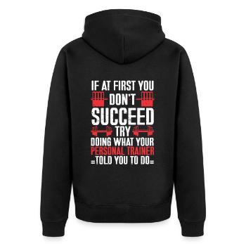 Personal Trainer Coach Gym Workout Fitness Trainer - Unisex Premium Organic Zip Hoodie - black - Back - Nico (187cm)