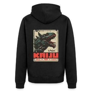 Japan Kanji Kaiju Kacke - Unisex Premium Bio Zip Hoodie - Schwarz - Hinten - Nico (187cm)