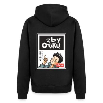 Macht keinen Sinn, by Otaku schlauer Junge - Unisex Premium Bio Zip Hoodie - Schwarz - Hinten - Nico (187cm)