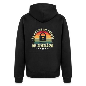 20 Jähriges Dienstjubiläum Firmenjubiläum Geschenk - Unisex Premium Bio Zip Hoodie - Schwarz - Hinten - Nico (187cm)
