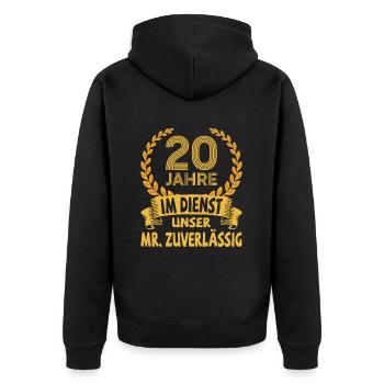 20 Jähriges Dienstjubiläum Firmenjubiläum Geschenk - Unisex Premium Bio Zip Hoodie - Schwarz - Hinten - Nico (187cm)