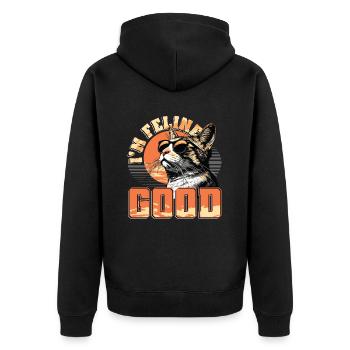 Funny Cat Lady, Cat Mom - Unisex Premium Organic Zip Hoodie - black - Back - Nico (187cm)